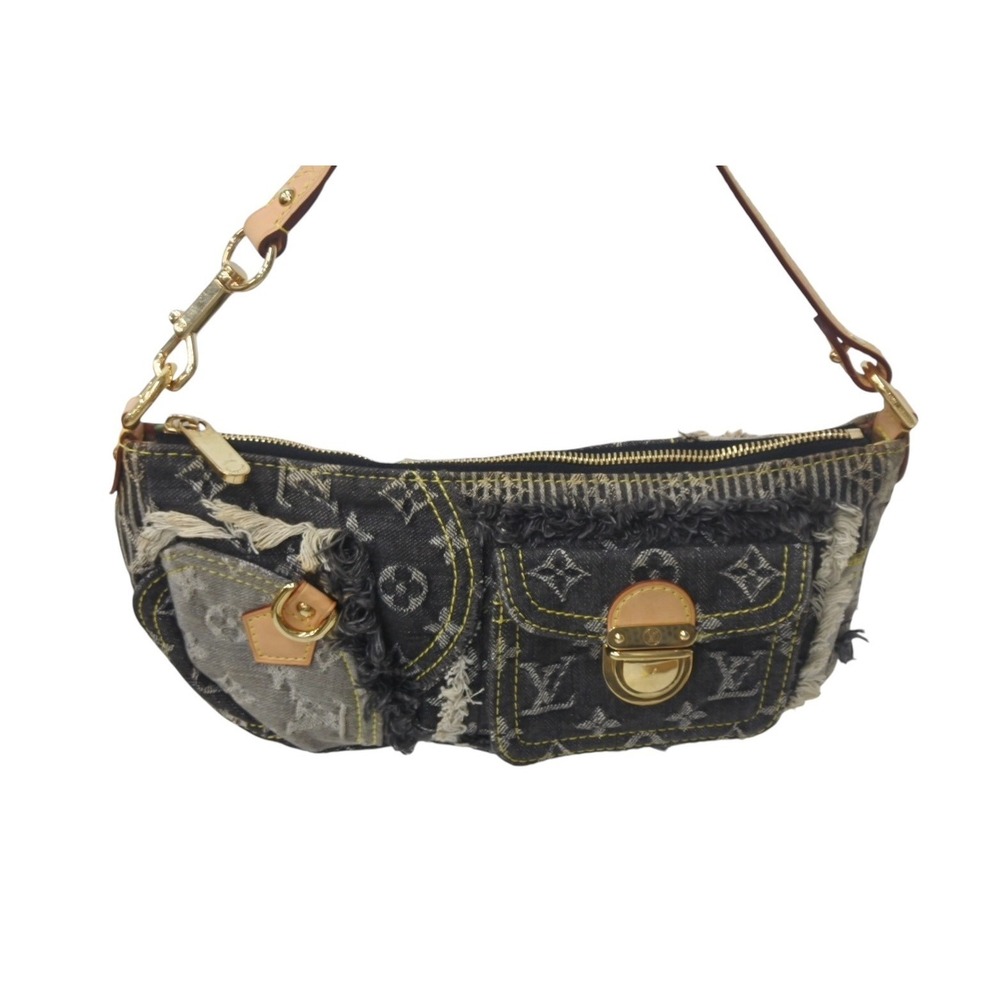 Louis Vuitton Bag Denim Black Monogram Hobo Pouchy One Shoulder